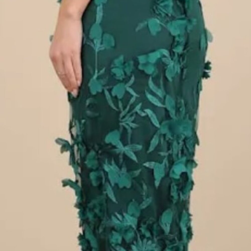 Lulus Limitless Adoration Emerald 3d Floral Embroidered Midi dress - Picture 5 of 7